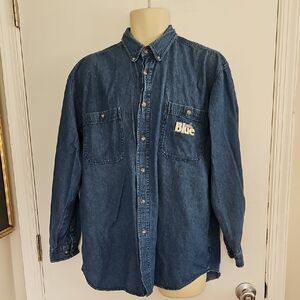 Vintage Labatt Blue Embroidered Denim Shirt Size L